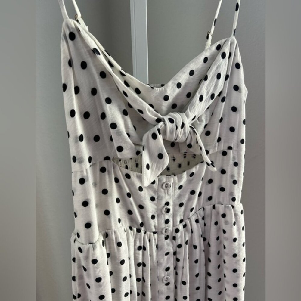 NWT Xhiliration white and black polka dot dress